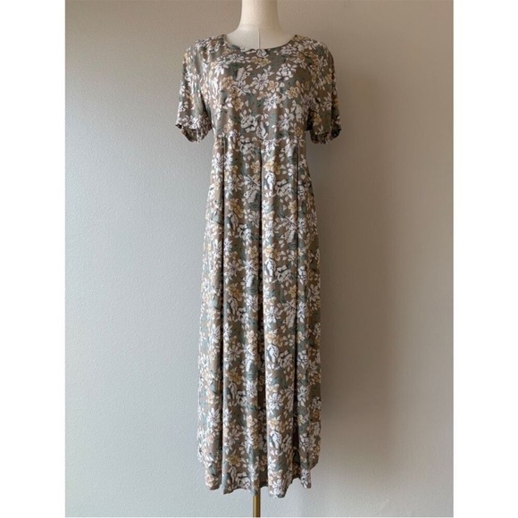 Oh! Mamma 90s green & beige floral maxi dress - Picture 2 of 7